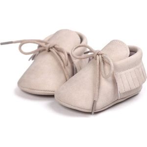 Baby Schoenen - Pasgeboren Babyschoenen - Zachte zool - Meisjes/Jongens - Eerste Baby Schoentjes - 6-12 maanden - Maat 19,20 - Baby slofjes 12,5cm - Beige