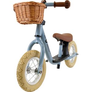Bandits & Angels Metalen Loopfiets Met Mandje Starter Retro Petrol Blauw met Voetenplank vanaf 2 Jaar - Retro Petrol Blauw Loop Fiets - Verstelbaar Zadel 29 tot 39 cm - Voor Jongens en Meisjes - Compact en Veilig - Lage Instap met Voetenplank
