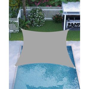 Zonnezeil 3 x 3 m, waterdicht tot minstens 1000 mm waterkolom, 93% UV-bescherming, zonwering van scheurvast polyester, weerbestendig, tuin, balkon, terras, camping, lichtgrijs GSH33QY