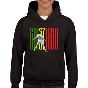 Cristiano Kinder Hoodie met afbeelding in kleur - Kinder Hoodie - Zwart - Maat 98 /104 - T-Shirt leeftijd 3 tot 4 jaar - Grappige teksten - Cadeau - Shirt cadeau - verjaardag - CR7 fan - Voetbal