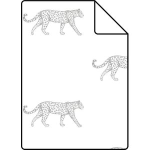 Proefstaal ESTAhome behang panters wit en lichtgrijs - 26,5 x 21 cm - 139772-S
