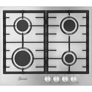 Gurari GCH FB 604 Gaskookplaat 60 cm, roestvrij staal 4,0 KW WOK, 4 gaspitten, zelfvoorzienend