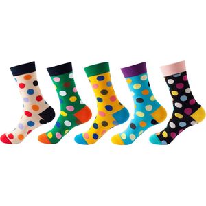 LIXIN Fashion Sokken - 5 Paar - Kleur 1 - Maat 35-45 - Kleurrijke sokken - Dames sokken - Heresokken - Casual katoenen sokken - Tieners - Vrouwen en Heren - Volwassenen - Unisex - Warme sokken - Bedsokken - Huissokken - Leuk Sokken