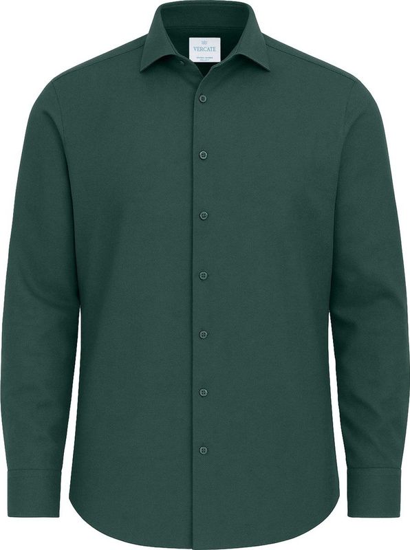 Vercate - Knitted T-Shirt - Korte Mouw - Groen - Regular Fit - Excellent Katoen - Maat S