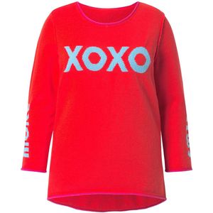 Angel of Style Angel of Style - Dames - Trui straight fit statement open afgewerkt - Neonrood - Maat 50+