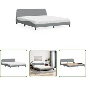 The Living Store Bed met matras stof lichtgrijs 180x200 cm - Slaapcomfort - Boxspring - Tweepersoonsbed - Licht Grijs Bed - Modern Bed Frame