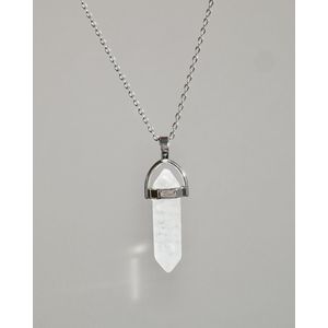 Bergkristal Dames ketting - Bredoo Edelsteen hanger - Minimalistisch - Bohemian stijl - Dubbeleinder vorm