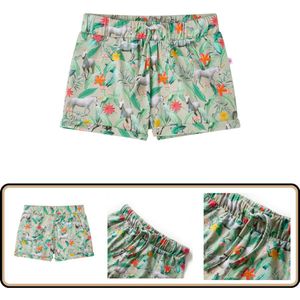 Kindershorts lichtkaki met eenhoornprint - Maat 128 Kinderkleding - Meisjeskleding - Jongenskleding - Shorts - Kinderbroek