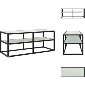 vidaXL Televisiekast Stereokast - 100 x 40 x 40 cm - Gehard glas - Zwart wit - Staal - Kast