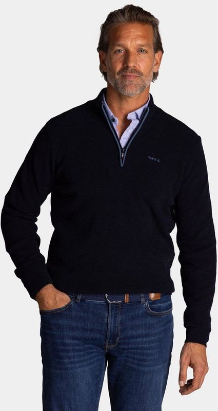 NZA - Half Zip Knit - Blauwe Trui - Regular Fit - Lange Mouwen