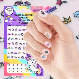 Unicorn Nagelstickers - Voor Kinderen - Set van 72 Stickers + 24 Steentjes - Officieel Gelicentieerd