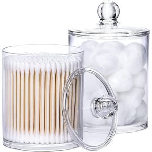 Goodivery ® Verpakking van 2 Wattenschijfjes Container Box, Wattenschijfjes Dispenser, Wattenstaafjes Houder, Wattenstaafjes Container, Badkamer Bus Opslag, voor Cosmetica, Wattenbolletjes, Wattenstaafjes, Haarspelden, Elastische Haarelastiekjes