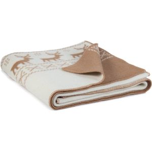 Most - Merino wollen bed deken Rendier - wit-beige - 1 persoons