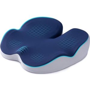 Comfortabele Zitkussen voor Bureau- en Kantoorstoelen - Geheugenfoam Kussen met Antislip Hoes voor Stoelen, Rolstoelen en Auto