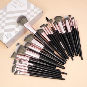 JGS Premium - Make-upborstels set van 25 stuks voor foundation, oogschaduw, blush en meer Ontvang een complete make-up kwastenset voor het mengen van concealers, gezichtspoeder en oogmake-up, inclusief geschenkdoos in zwart