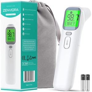 Zenviora Thermometer- Oorthermometer – Koortsthermometer –infraroodthermometer - oorthermometer met app - voorhoofd thermometer voor Baby, Kind & Volwassene- digitale thermometer