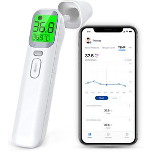 Digitale Oorthermometer voor Volwassenen, Kinderen en Baby's- Koortsthermometer Oor/voorhoofd - Thermometer met App