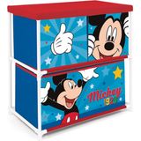 Disney - Mickey Opbergplank - 3 Lades - Kleur: Multi - Materiaal: Metaal, Polyester, PP, Karton