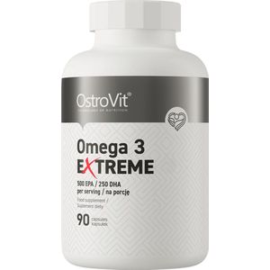 OstroVit - Omega 3 Extreme - 90 Softgelcapsules - Hooggedoseerde visolie voor hart, hersenen en gezichtsvermogen - 1000mg - normaal triglyceridengehalte en bloeddruk