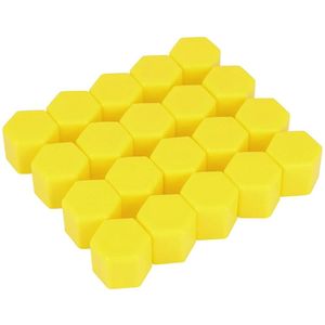 Allecto plus - Set van 20 gele wielmoerdoppen 17 mm voor auto - Siliconen wieldoppen met afdekkingen.