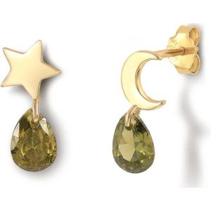 zilveren oorknopjes dames | oorhangers | ster maan oorbellen | zilver 925 | gold plated | groene oorbellen | cadeau voor vrouw | black friday 2023