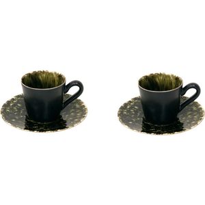 Costa Nova Riviera servies thee kop en schotel Forets donkergroen 8.7 cm - set van 2
