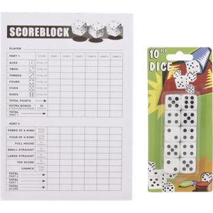 Set Scoreblok + 10 Dobbelstenen - Yahtzee - Scoreblad - 100 vellen - Spelblad - Score blok -Spel - Gezelschapsspel - Spelletjes