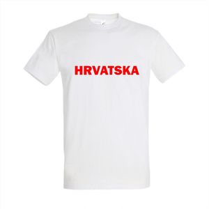 WK - Kroatië - Croatia - Hrvatska - T-shirt Wit - Voetbalshirt - Maat: S - Wereldkampioenschap voetbal 2022