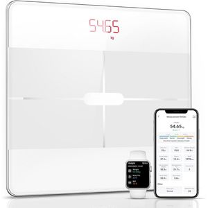 Weegschaal Personenweegschaal - Slimme Weegschaal met Lichaamsanalyse - Digitaal - Wit