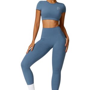 June Spring - Sport T-Shirt - Maat M/Medium - Kleur: Grijsblauw - Vocht afvoerend - Flexibel - Comfortabel - Gemaakt van hoogwaardige kwaliteit
