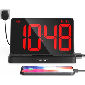 Grote Digitale RGB Wekker met USB-oplader - 6,5 inch Display met Kleurverandering en Dubbel Alarm