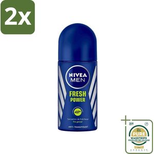 Nivea - Men - Deodorant - Roller - Fresh Power - 50 ml - Voordeelverpakking - 2 stuks - Deodorant roller - Anti-transpirant