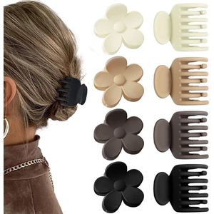 8x Haarklemmen - Dames - Haarklem - Haarklemmen Dames -Haaraccessoires - Haarclip - Haarspeld - Haarklauw - 4 Kleuren - Haarspelden - Haarspelden Dames - Clips - Voor dames en meisjes voor dun haar, dik haar - Set D