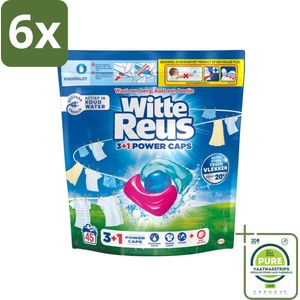 Witte Reus - 3+1 Power Caps - Witte Was - 45 Wasbeurten - Voordeelverpakking - 6 stuks - Wascaps - Wasmiddel