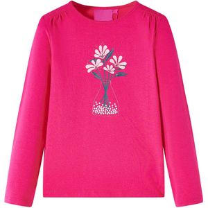 vidaXL-Kindershirt-met-lange-mouwen-bloemenprint-140-felroze