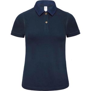Polo Dames M B&C Kraag met knopen Korte mouw Denim / Navy 100% Katoen