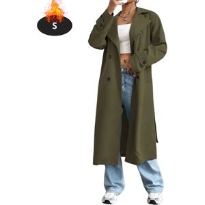Livano Mantel Dames - Tussenmantel - Jas - Mantelpakje - Trenchcoat - Overjas - Overcoat - Winter - Legergroen - S