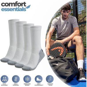 Sportsokken - Padel Tennissokken Heren - 2 Paar - Wit - Maat 45-47 - Padel Sokken - Tennissokken Dames - Sportsokken Heren - Sportsokken Dames