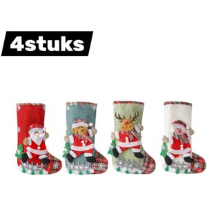 4stuks - Kerstkousen - Verdikt linnen - Groot formaat - Geschikt voor kerstcadeauzakken, hangzakken en kerstboomversieringen - Snoepcadeauzakken - Kerstavonddecoraties - Diverse kleuren