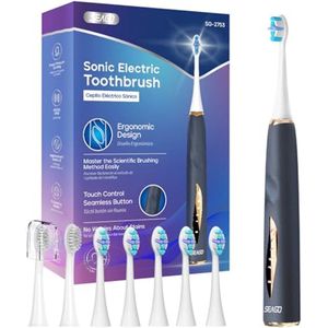 Elektrische Tandenborstel met 8 Opzetborstels en Druksensor - 5 Poetsmodi en Ergonomisch Ontwerp