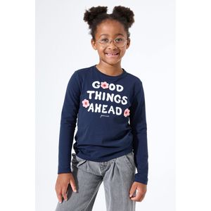 GARCIA - Tekst Print T-shirt - Blauw - Lange Mouw