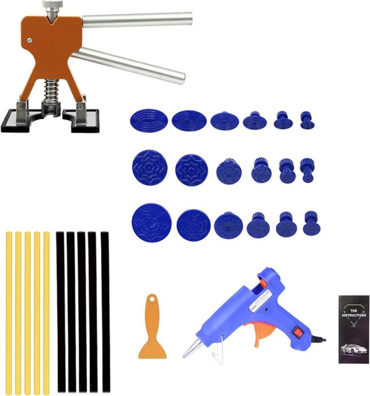 Premium Uitdeukset Auto met Lijmpistool – Complete Deukentrekker Set – Uitdeuken Zonder Spuiten – Auto Deuken Verwijderen & Slagtrekker Auto