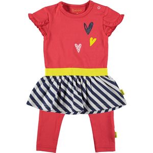 BESS - kledingset - 2delig - Jurk rood blauw wit - legging rood - Maat 50