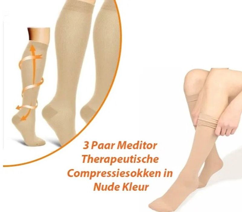 3-Paar Therapeutische Compressiesokken in Nude / Skin 36-41 (S-M)