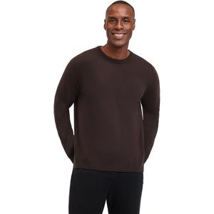 FALKE Basic Lambswool Crew elegante klassieker wol trui heren bruin - maat M