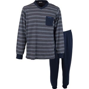 Gentlemen heren pyjama - maat L - Streep marine/wit - V-hals