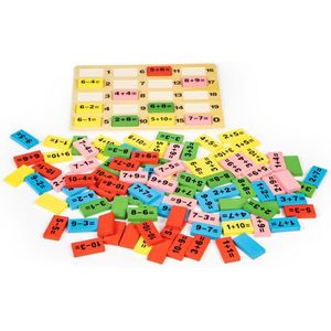 Ecotoys Wiskundige Blokken Domino set - Leerzaam Houten Bord met Gekleurde Blokken Voor Kinderen Vanaf 3 Jaar