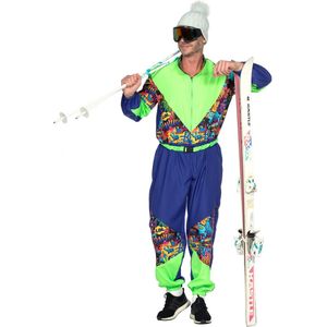 Wilbers & Wilbers - Foute Skipakken - Super Retro Urban Skipak Jaren 80 - Man - Blauw, Groen - Small - Carnavalskleding - Verkleedkleding