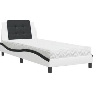 vidaXL-Bed-met-matras-kunstleer-wit-en-zwart-90x190-cm