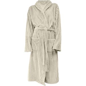 Eleganzzz Teddy Rib Fleece Uni Badjas - Beige - M - Badjas Dames - Badjas Heren